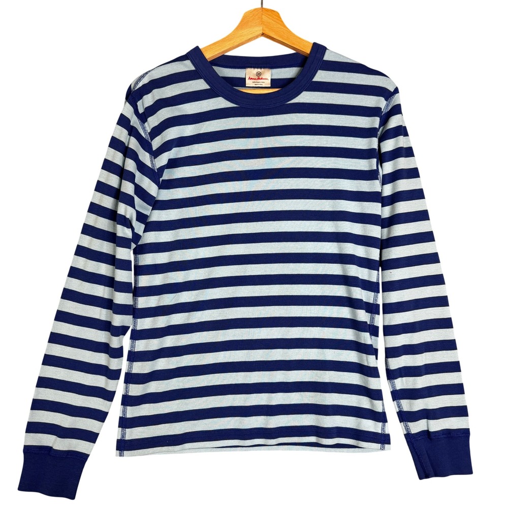 Hanna Andersson Striped Long Sleeve Shirt 100% Organic Cotton Blue Light Blue XS